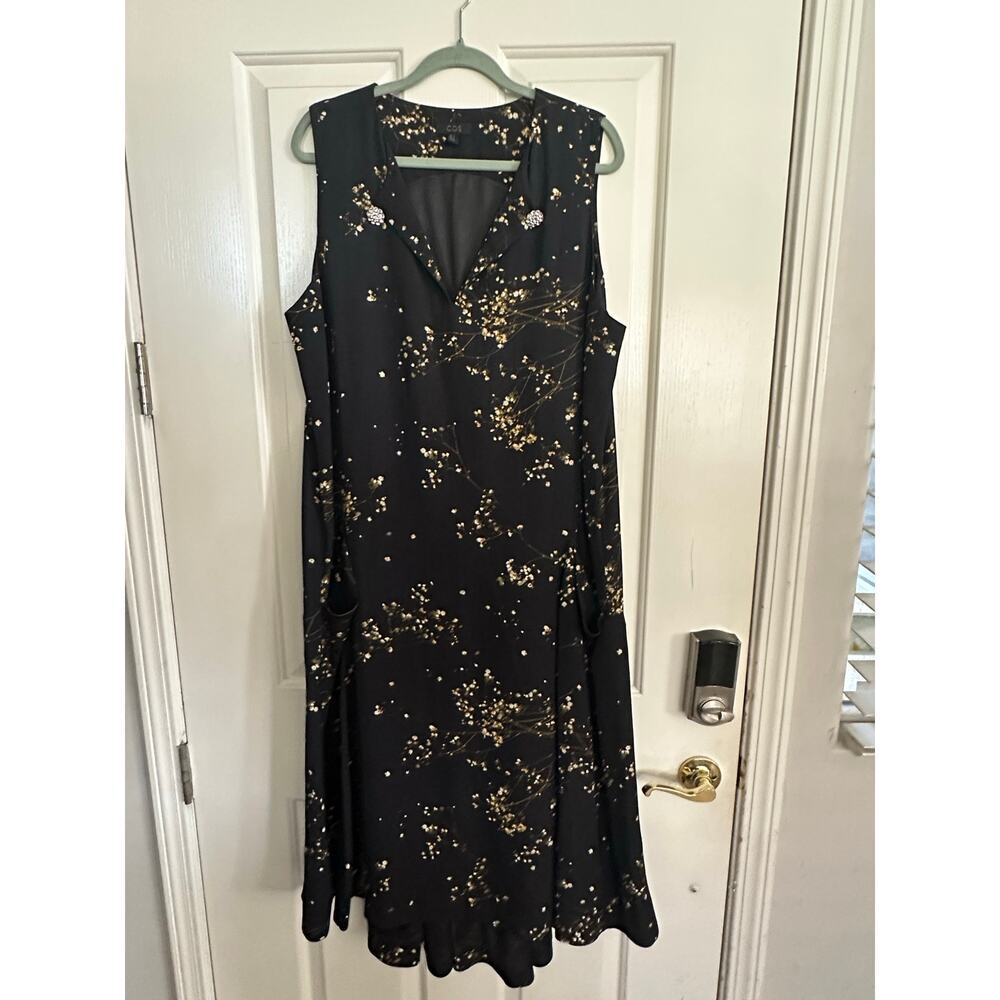 COS Women's Black Fully Lined Handkerchief Asymmetric Midi Dress Size 14 - Picture 3 of 12